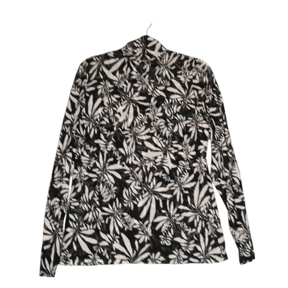 NEW INC Turtleneck Sweater Womens XL Black White Floral Sheer Mesh Stretch Boho - Picture 6 of 12